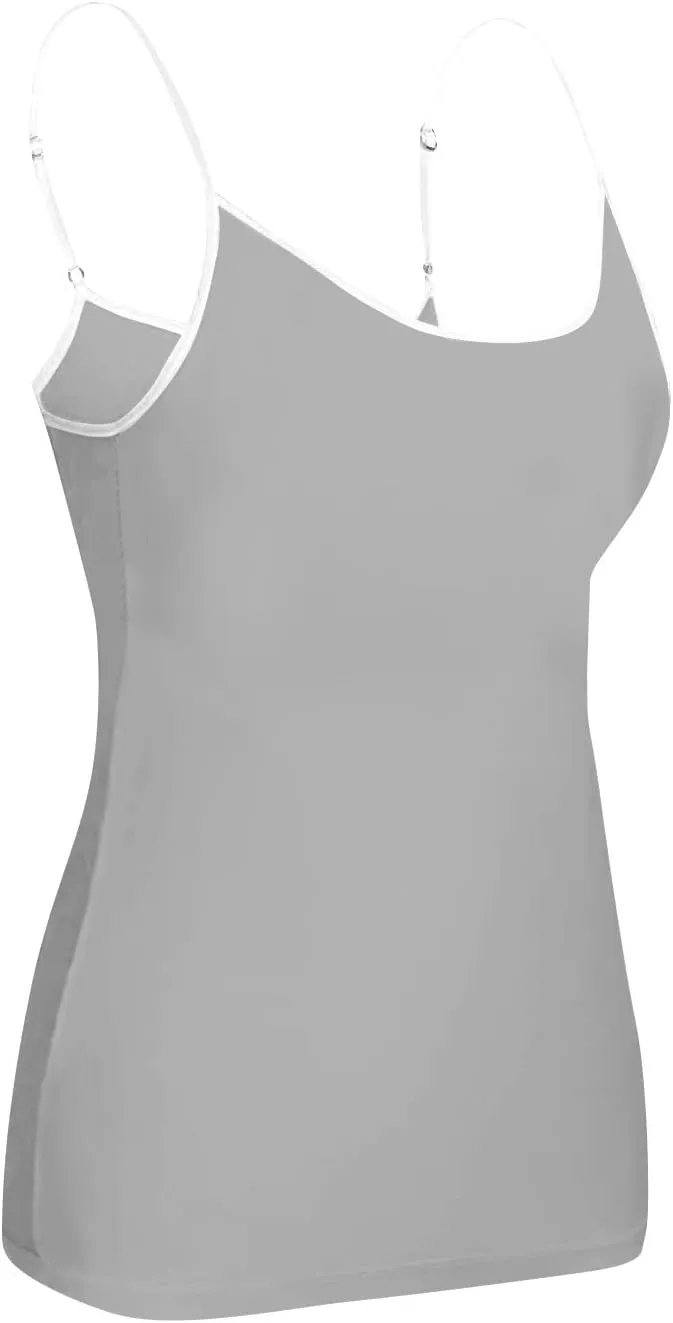 Sports Bras for Women Adjustable Spaghetti Strap Shelf Camisole Padded Undershirts with Built Bra Ribbed Tank Tops