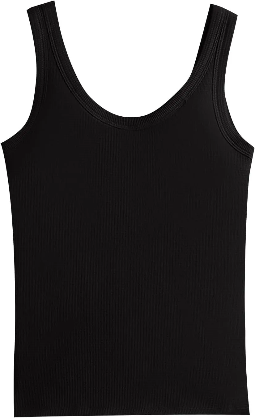 Sports Bras for Women Shapewear Built-in Bra Tank High Strechy Sleeveless Slim Fit Tops Camisole Workout Tops