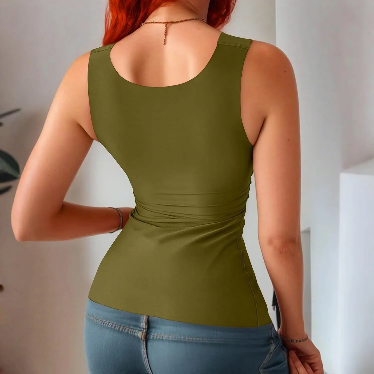 Sports Bras for Women Shapewear Built-in Bra Tank High Strechy Sleeveless Slim Fit Tops Camisole Workout Tops