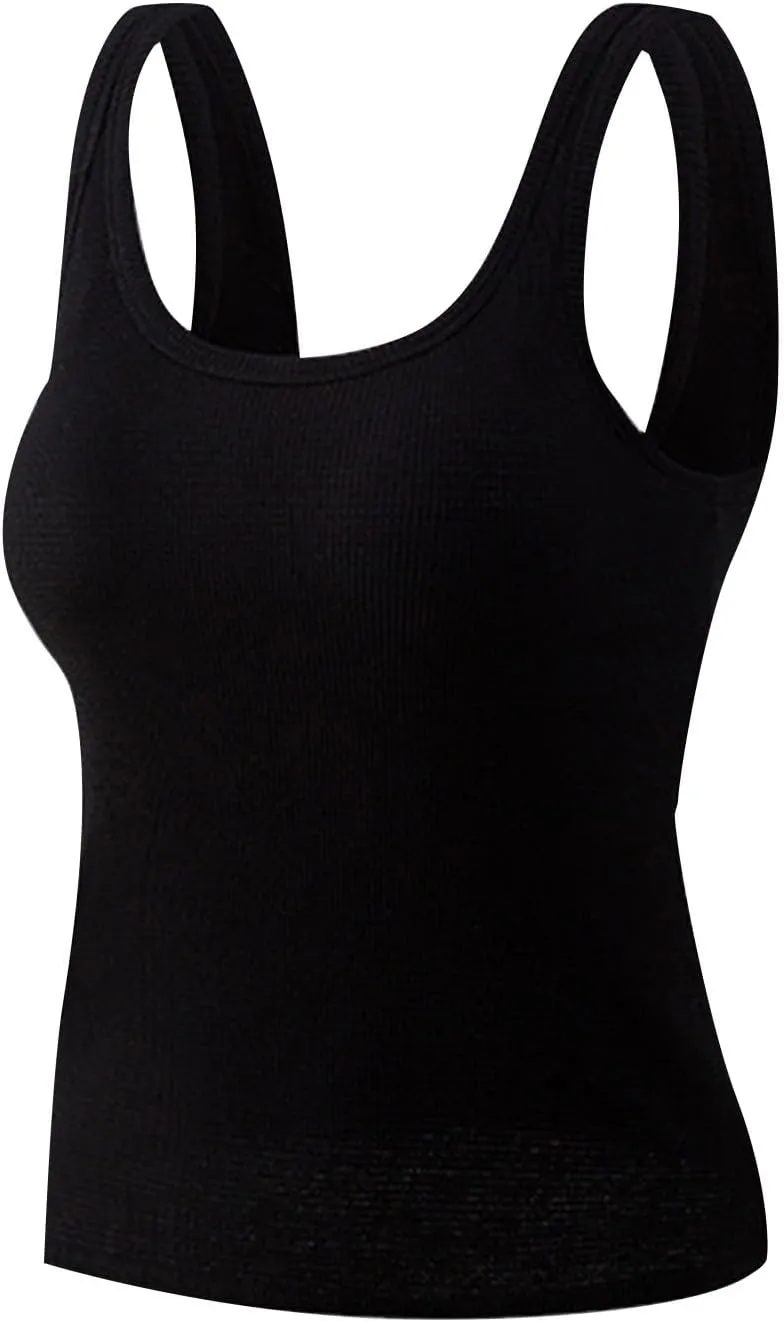 Sports Bras for Women Shapewear Built-in Bra Tank High Strechy Sleeveless Slim Fit Tops Camisole Workout Tops