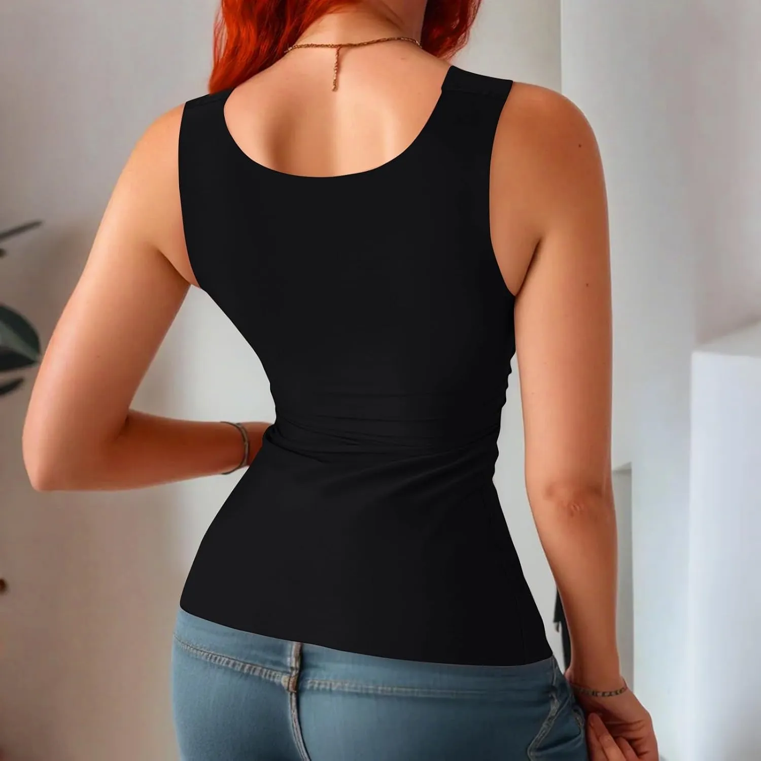 Sports Bras for Women Shapewear Built-in Bra Tank High Strechy Sleeveless Slim Fit Tops Camisole Workout Tops