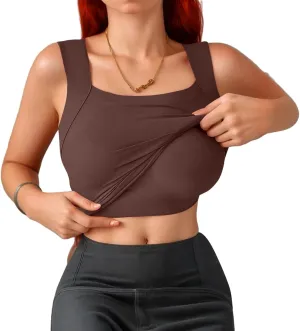 Sports Bras for Women Shapewear Built-in Bra Tank High Strechy Sleeveless Slim Fit Tops Camisole Workout Tops