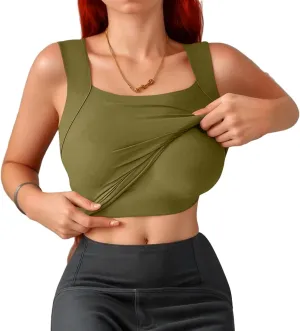 Sports Bras for Women Shapewear Built-in Bra Tank High Strechy Sleeveless Slim Fit Tops Camisole Workout Tops