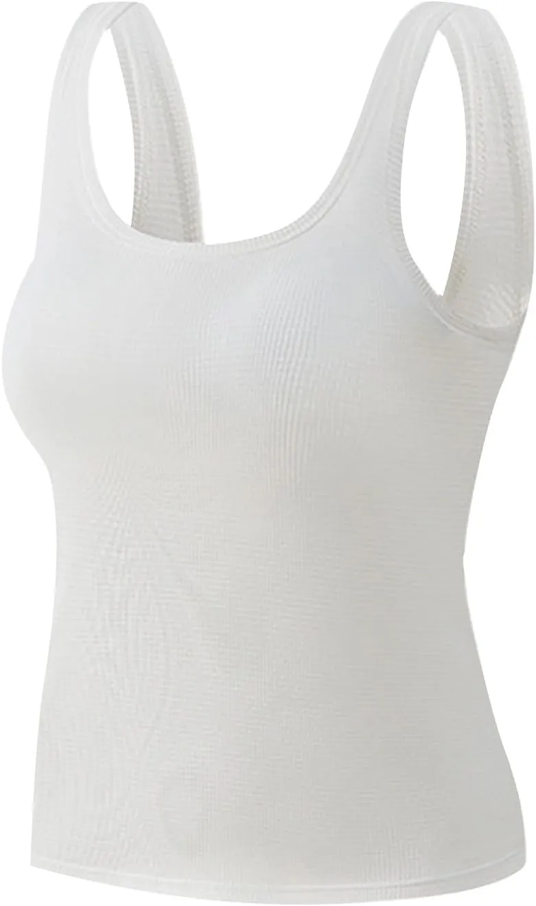 Sports Bras for Women Shapewear Built-in Bra Tank High Strechy Sleeveless Slim Fit Tops Camisole Workout Tops