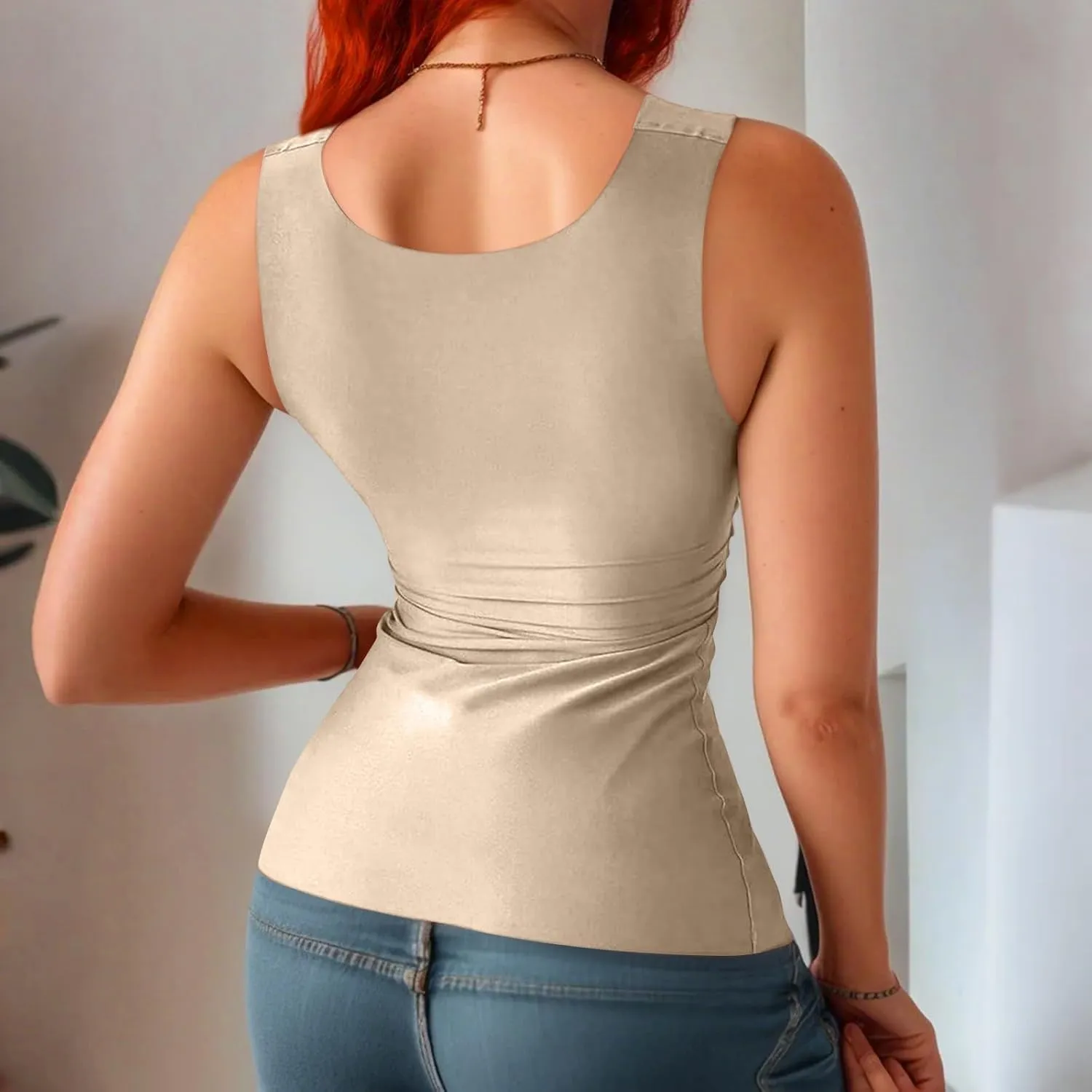 Sports Bras for Women Shapewear Built-in Bra Tank High Strechy Sleeveless Slim Fit Tops Camisole Workout Tops