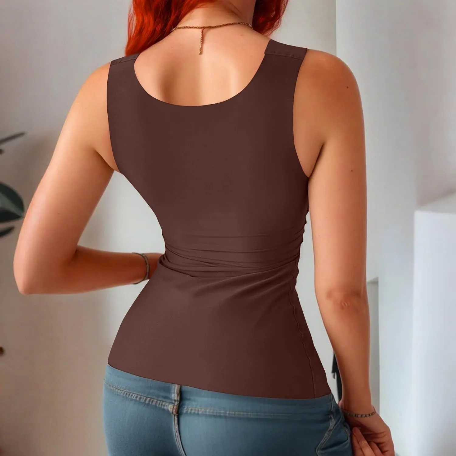 Sports Bras for Women Shapewear Built-in Bra Tank High Strechy Sleeveless Slim Fit Tops Camisole Workout Tops