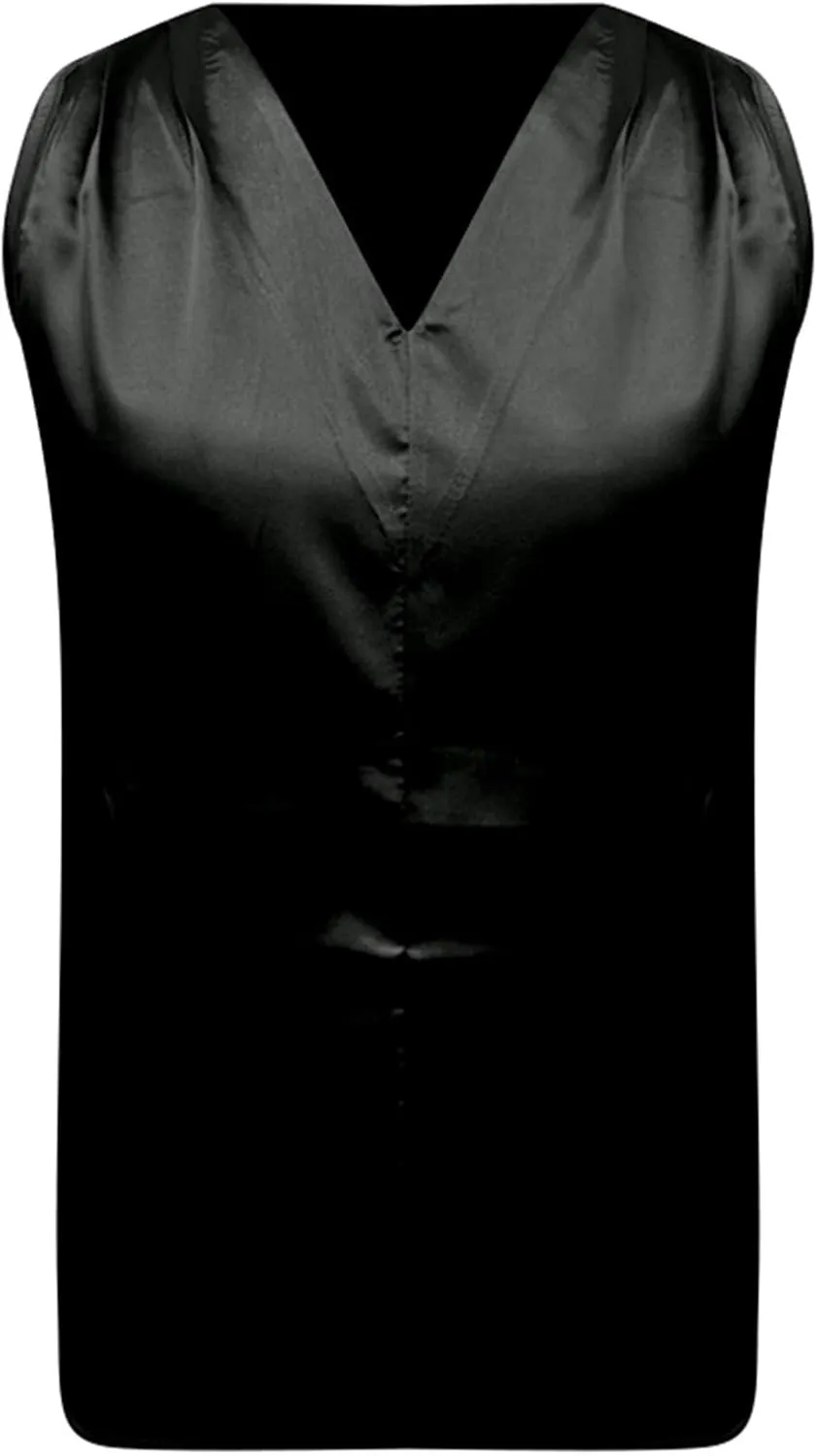 Summer Women's Silk Satin Tops Pleated V-Neck Sleeveless Blouses for Business/Vacation Dressy Casual Outfits​