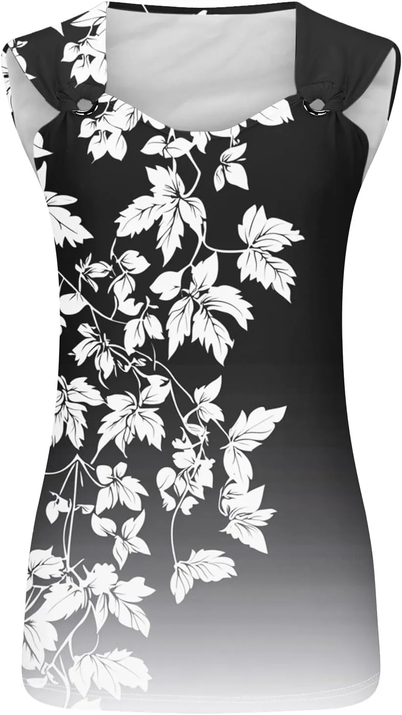Tank Top for Women Loose Fit O Ring Shoulder Tank Tops Summer Casual Sleeveless Camisole Trendy Cute T Shirts Blouses