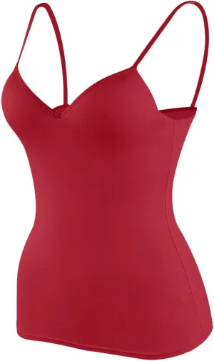 Tank Top for Women Shelf Bra Spaghetti Strap Camisoles Layer Padded Bra Cotton Cami Shirt