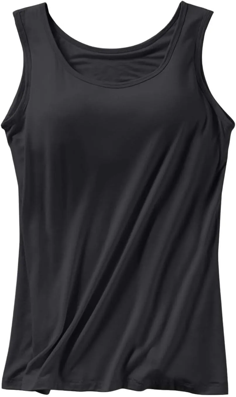 Tank Top with Built in Bra Camisoles for Women for Under Clothes Spaghetti Strap Cami 2025 Summer Clothes