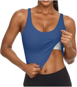 Tank Top with Built in Bra for Women Summer Basic Padded Yoga Shirts Shelf Bras Workout Camisole Casual Undershirt