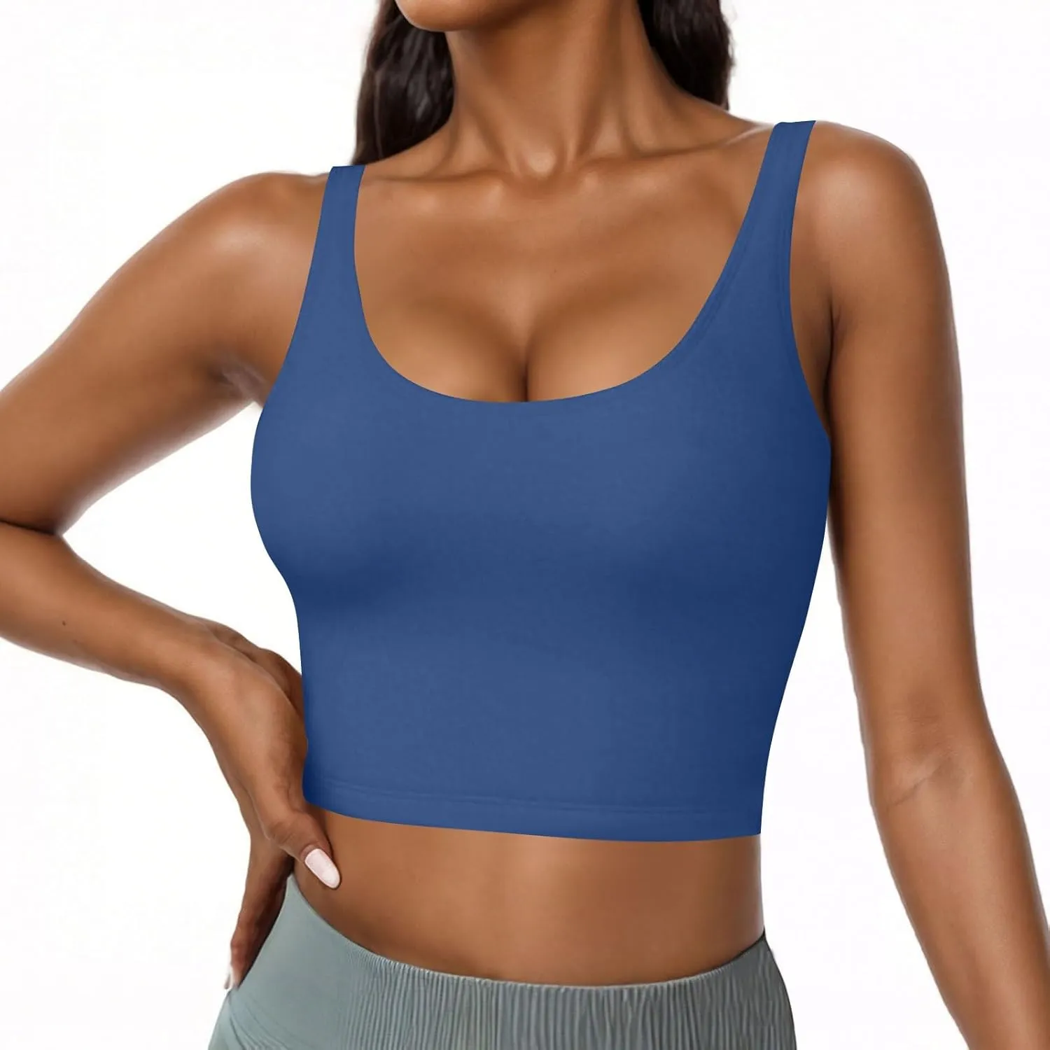 Tank Top with Built in Bra for Women Summer Basic Padded Yoga Shirts Shelf Bras Workout Camisole Casual Undershirt