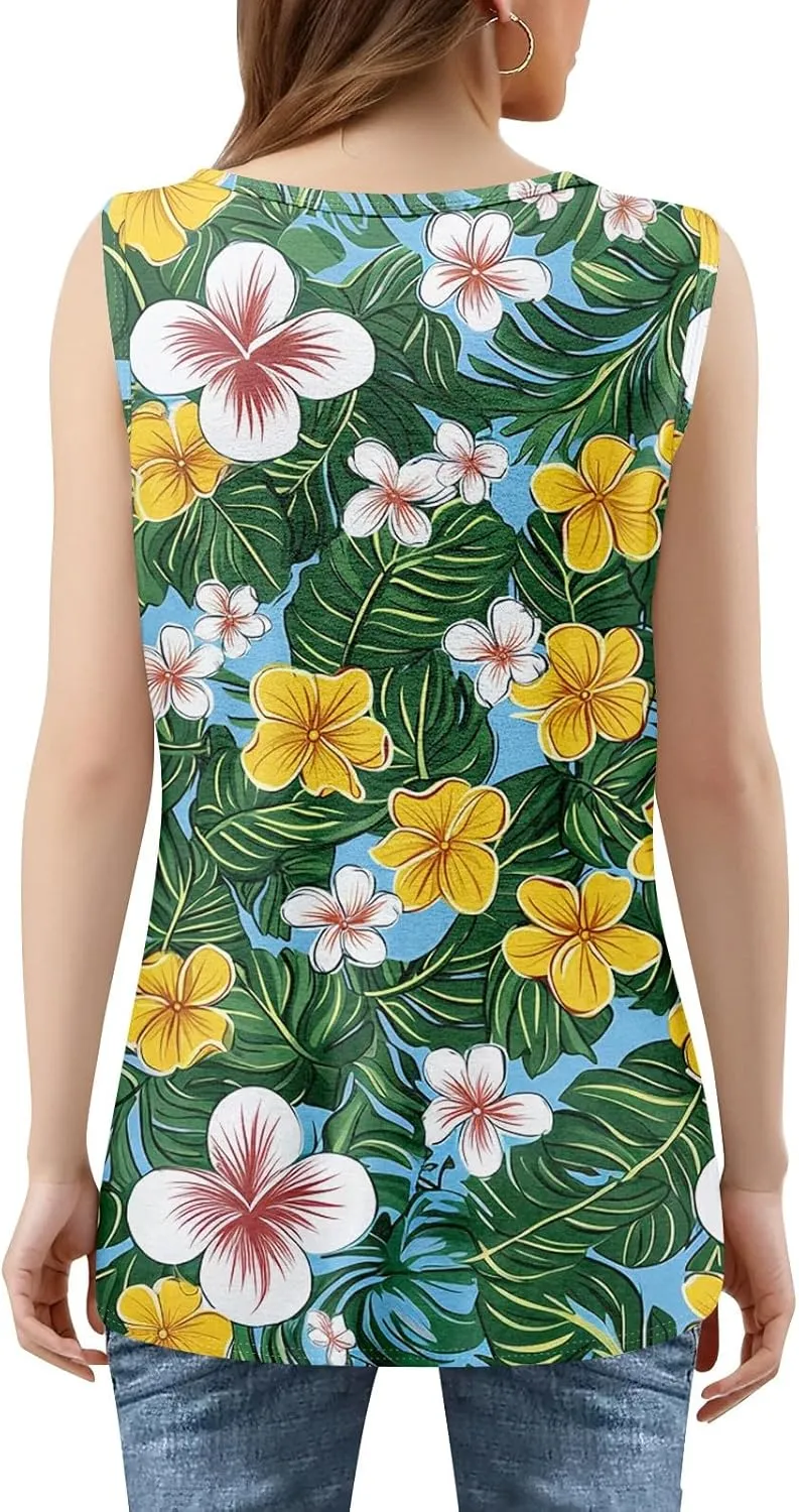 Tank Tops for Women 2025 Summer Outfits Loose Fit Pleated Square Neck Sleeveless Tops Casual Tunic Blouses