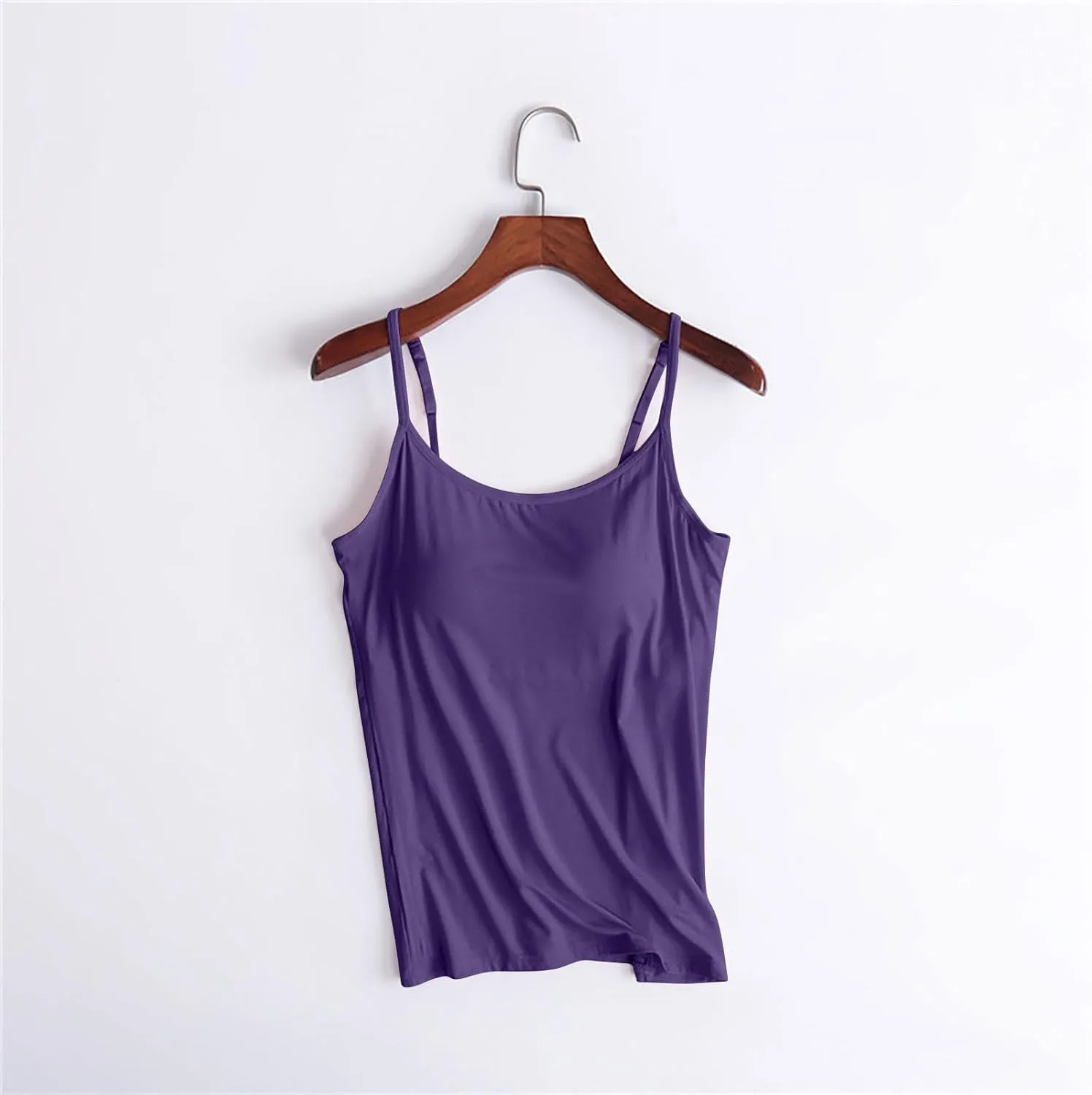 Tank Tops for Women 2025 Trendy Built in Shelf Bra Camisole Spaghetti Strap Summer Top Slim Fit Sleeveless Shirts
