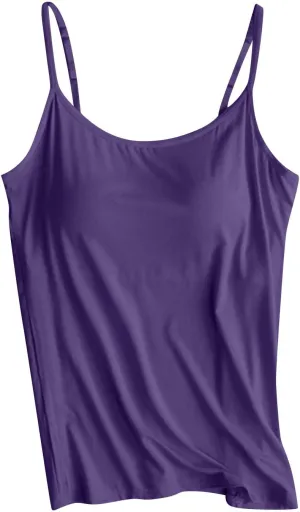 Tank Tops for Women 2025 Trendy Built in Shelf Bra Camisole Spaghetti Strap Summer Top Slim Fit Sleeveless Shirts