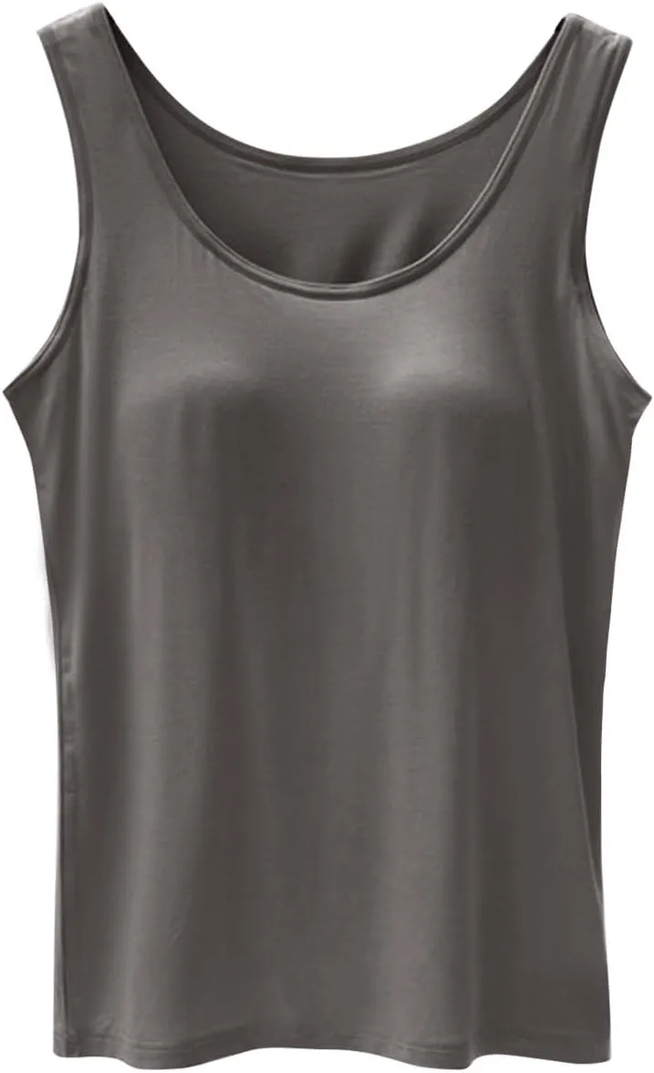 Tank Tops for Women Built With Chest Pads Five Fingers Cotton Shelf Bra Fitness Tanks Layering Workout Undershirts
