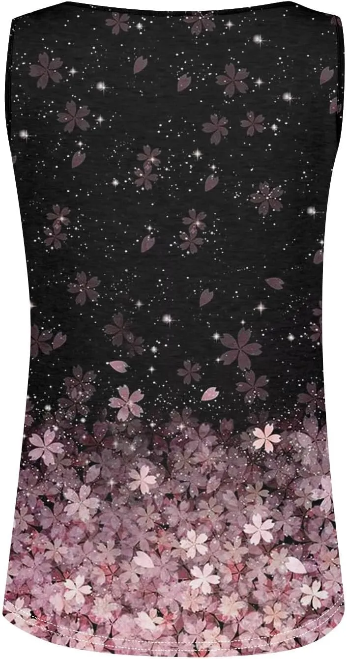 Tank Tops for Women Henley V Neck Printed Shirts 2025 Summer Casual Loose Fit Sleeveless Cute Basic Tanks Tee