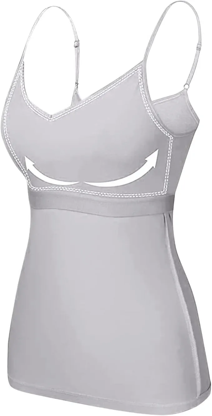 Tank Tops for Women Modal Spaghetti Strap Summer Camisole Workout Sports Cute Cami Undershirt with Built in Bras