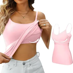 Tank Tops for Women Modal Spaghetti Strap Summer Camisole Workout Sports Cute Cami Undershirt with Built in Bras