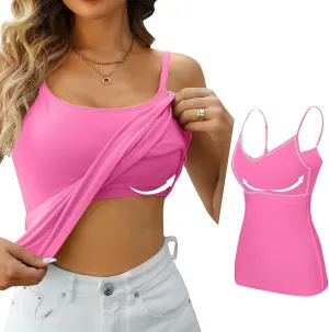 Tank Tops for Women Modal Spaghetti Strap Summer Camisole Workout Sports Cute Cami Undershirt with Built in Bras