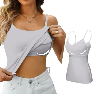 Tank Tops for Women Modal Spaghetti Strap Summer Camisole Workout Sports Cute Cami Undershirt with Built in Bras