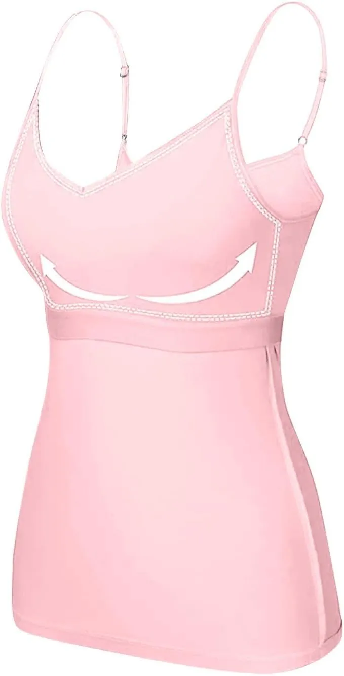 Tank Tops for Women Modal Spaghetti Strap Summer Camisole Workout Sports Cute Cami Undershirt with Built in Bras