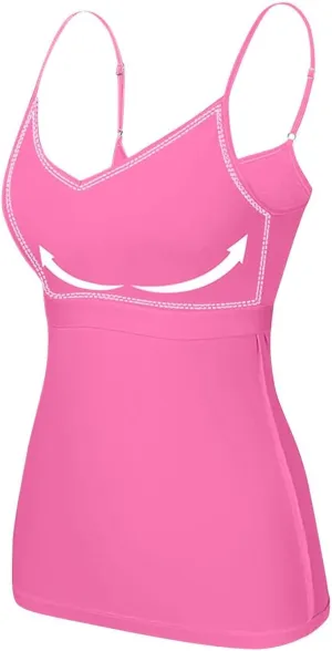 Tank Tops for Women Sexy Adjustable Spaghetti Strap Camisole Fashion Comfy Sleeveless Tops with Built in Padded Bra