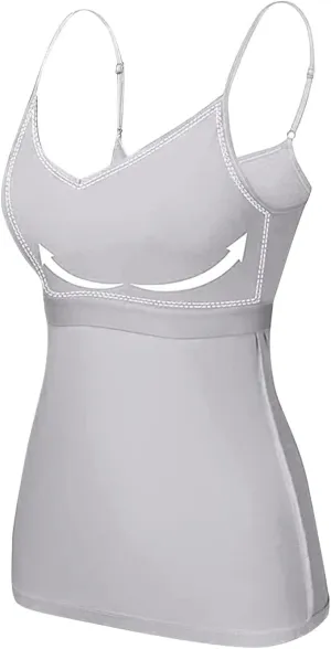 Tank Tops for Women Sexy Adjustable Spaghetti Strap Camisole Fashion Comfy Sleeveless Tops with Built in Padded Bra