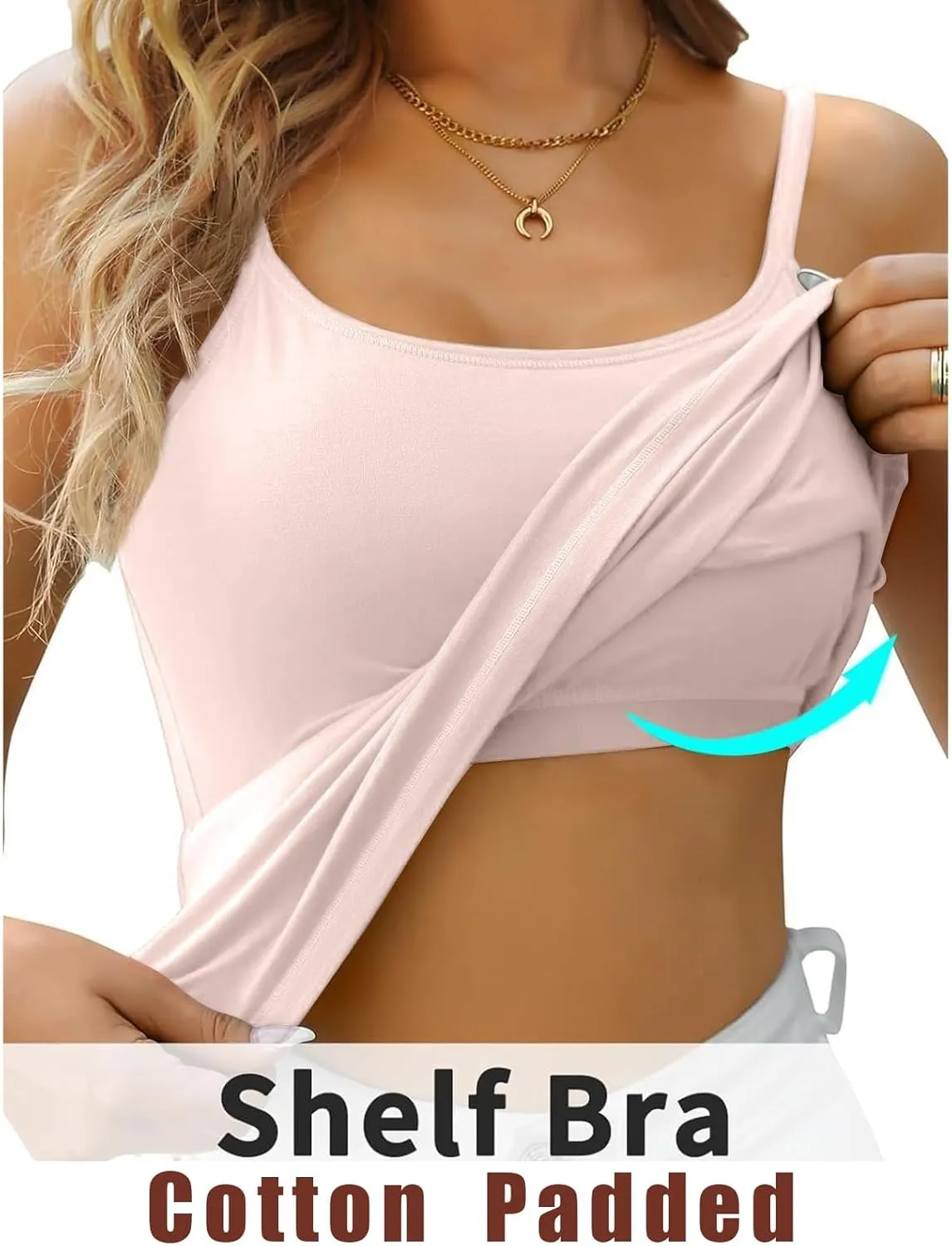 Tank Tops for Women Sexy Adjustable Spaghetti Strap Camisole Fashion Comfy Sleeveless Tops with Built in Padded Bra