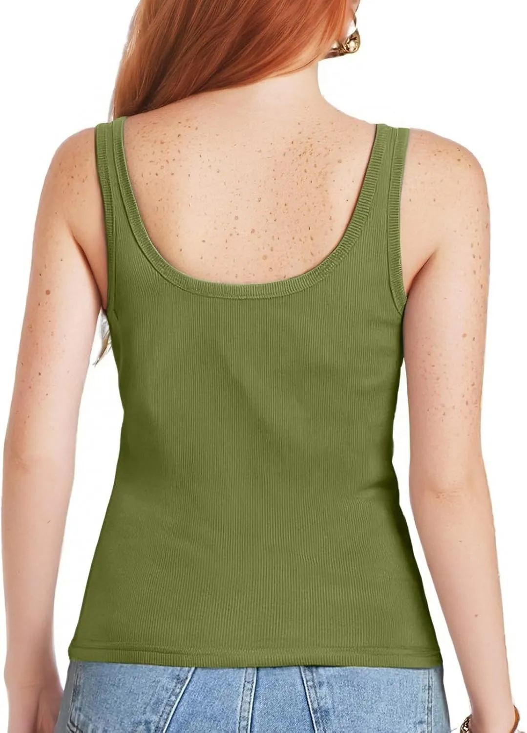 Tank Tops for Women Summer Square Neck Sleeveless Camisole Tops Spaghetti Strap Ribbed Cami Shirts Going Out Clothes