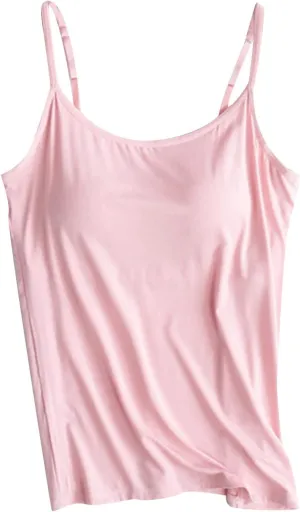 Tank Tops with Built in Bras Padded Cropped Casual Workout Shirts Spaghetti Strap Yoga Tank Tops Summer Camisoles