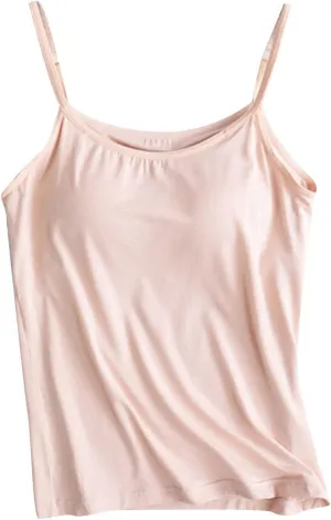 Tank Tops with Built in Bras Padded Cropped Casual Workout Shirts Spaghetti Strap Yoga Tank Tops Summer Camisoles