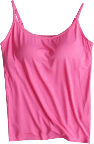 Tank Tops with Built in Bras Padded Cropped Casual Workout Shirts Spaghetti Strap Yoga Tank Tops Summer Camisoles