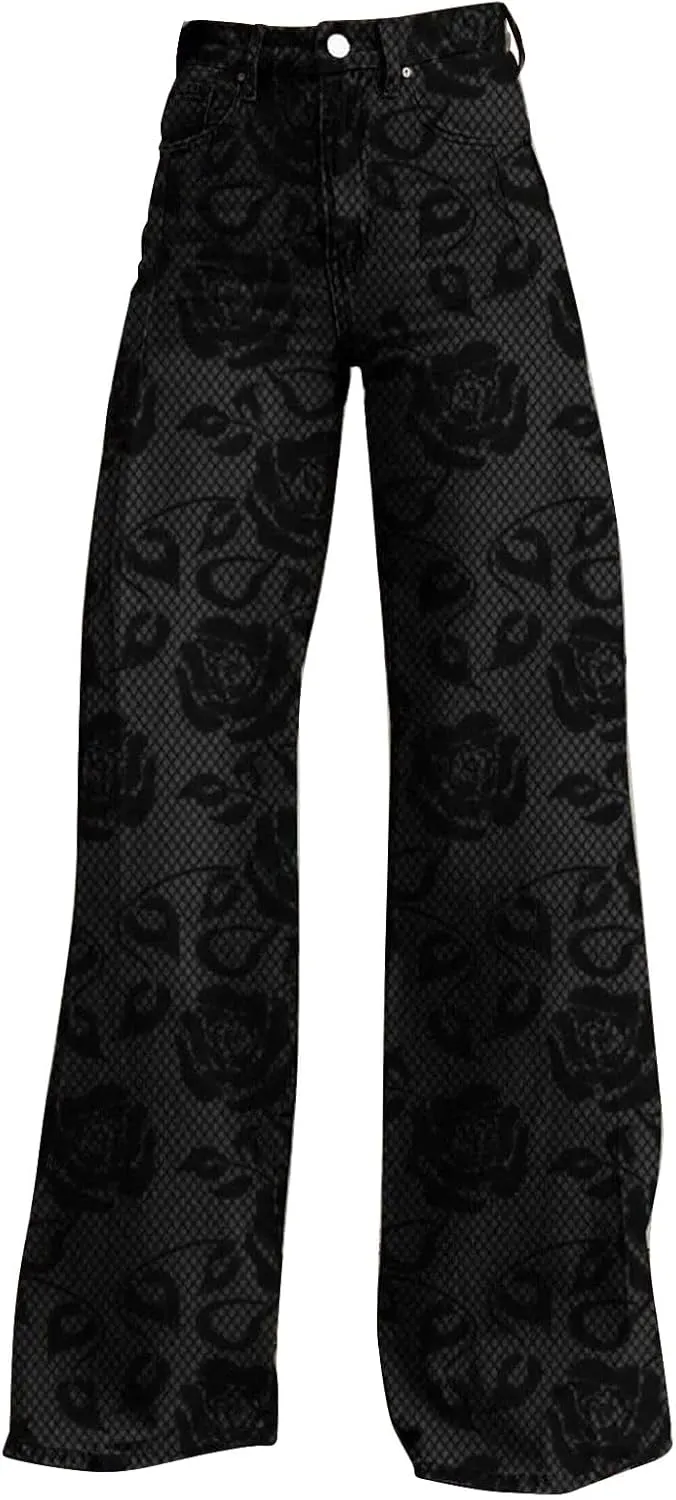 Tie Dye Pattern Print Pants for Women Trendy Wide Leg Trousers High Waist Long Straight Hippie Pants Loose Fit Pants