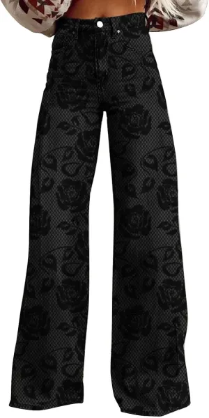 Tie Dye Pattern Print Pants for Women Trendy Wide Leg Trousers High Waist Long Straight Hippie Pants Loose Fit Pants