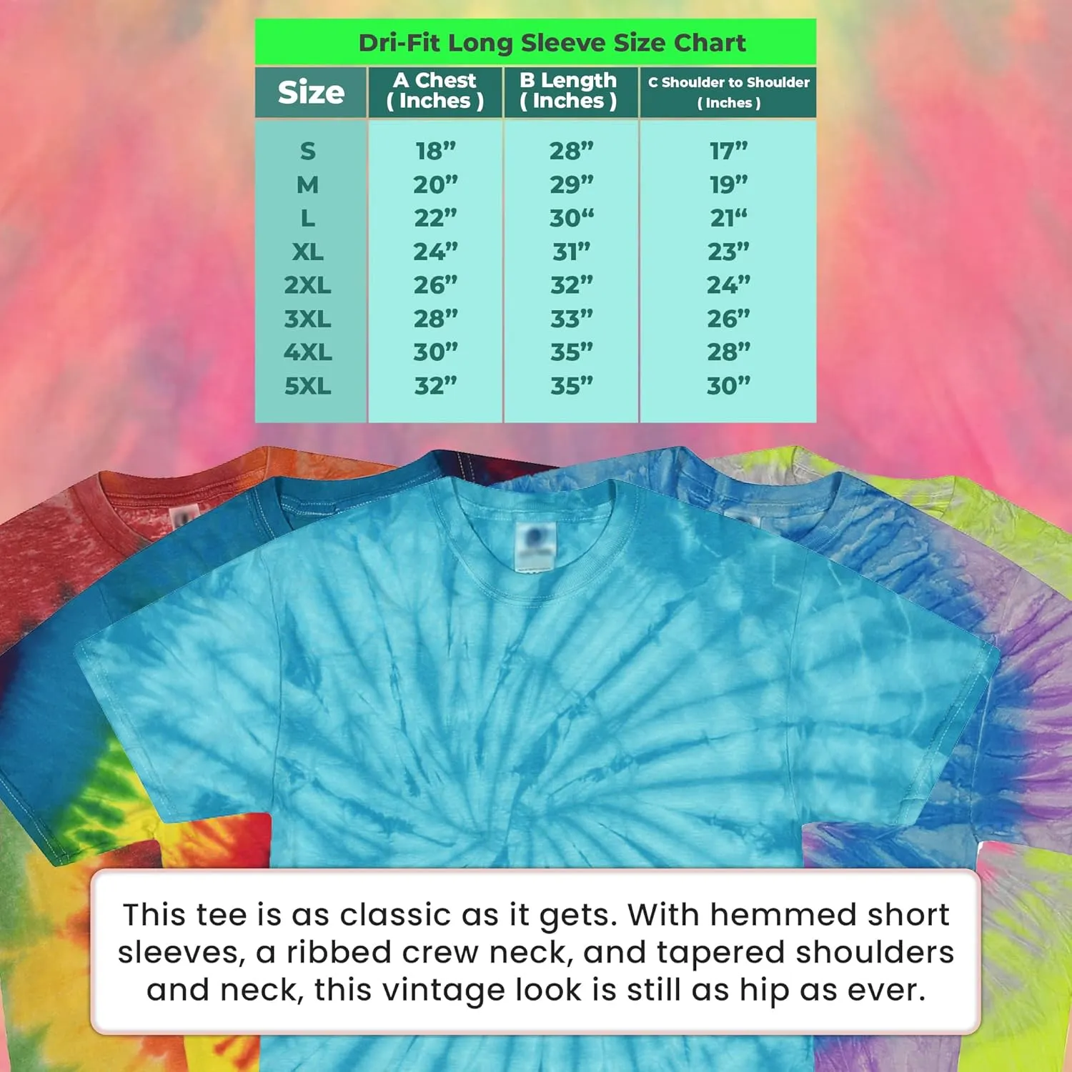 Tie Dye Shirt for Women, Men, Teens - 100% Cotton T-Shirts in 35 Colors, Sizes S-5XL
