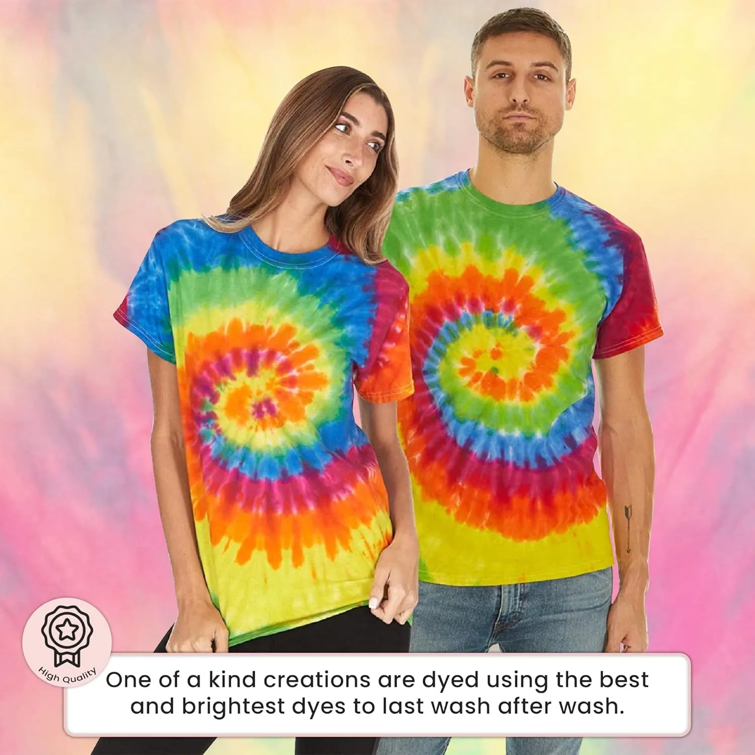 Tie Dye Shirt for Women, Men, Teens - 100% Cotton T-Shirts in 35 Colors, Sizes S-5XL