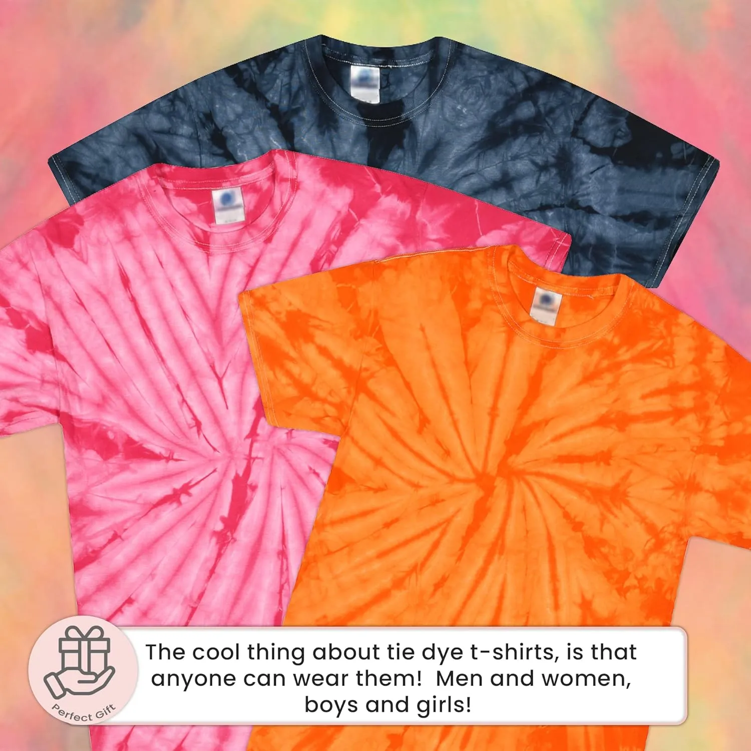 Tie Dye Shirt for Women, Men, Teens - 100% Cotton T-Shirts in 35 Colors, Sizes S-5XL