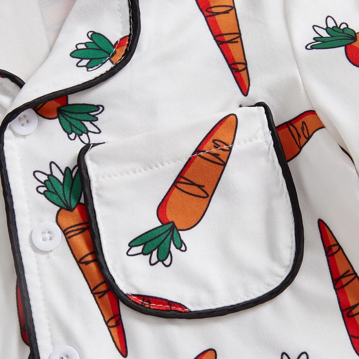 Toddler Girl Boy Easter Pajamas Set Cute Bunny Short Sleeve Button Down Shirt Top Elastic Shorts Sleepwear