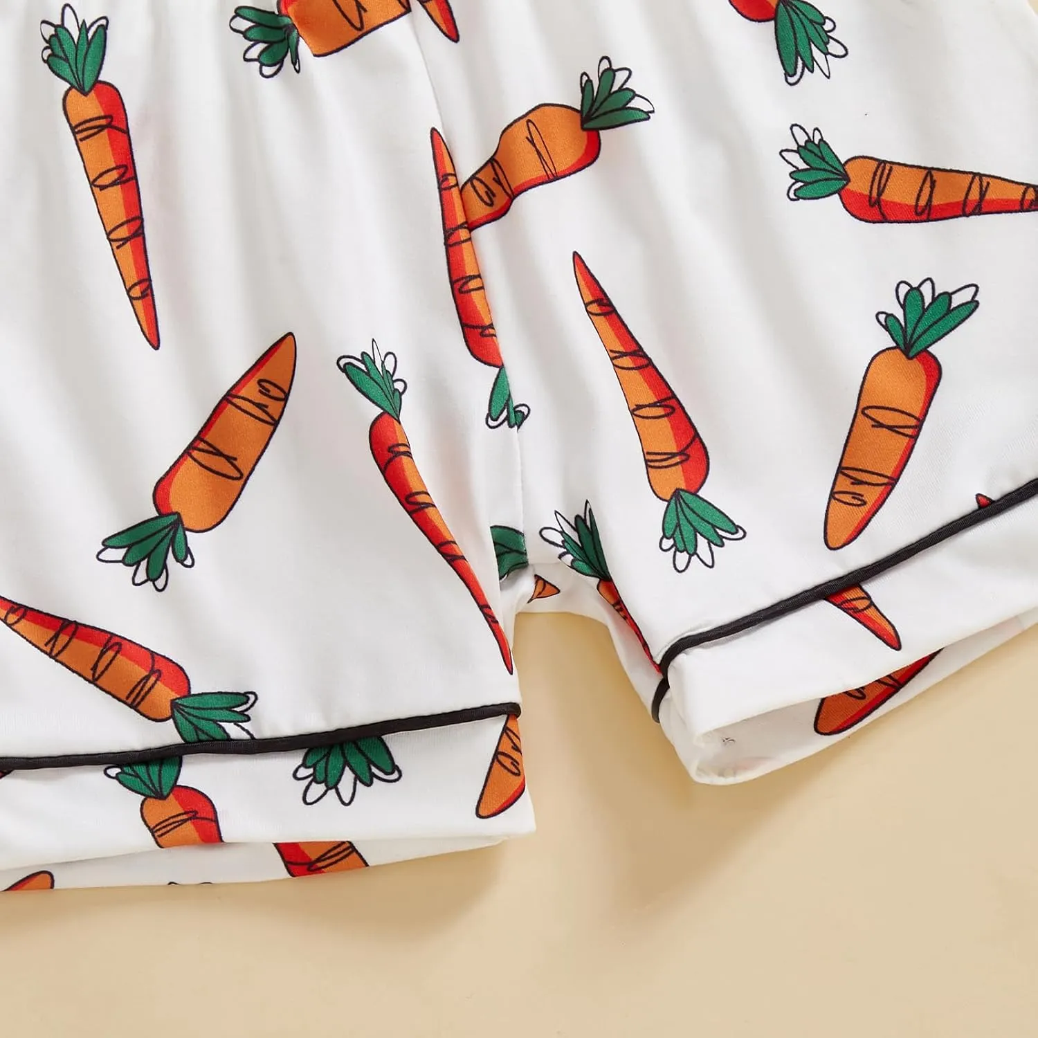 Toddler Girl Boy Easter Pajamas Set Cute Bunny Short Sleeve Button Down Shirt Top Elastic Shorts Sleepwear