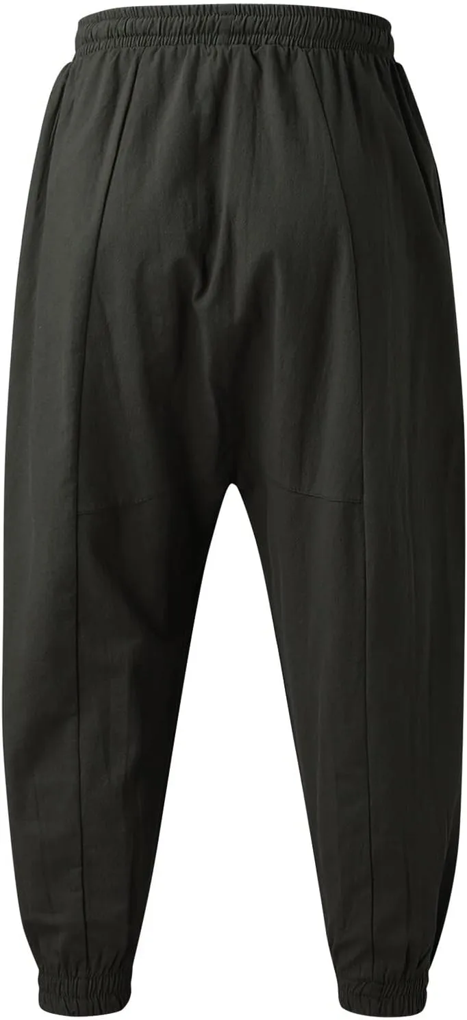 Trousers Men with Pockets Drawstring Elastic Pants Mid Waist Waist Solid Casual Men's Casual Chinos Pants Men