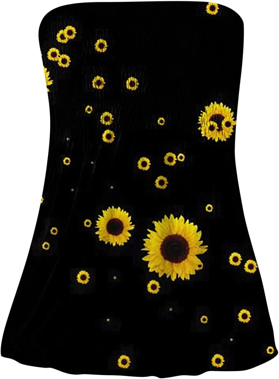 Tube Tops for Women Smocked Ruffled Floral Print Tanks Sleeveless Strapless Tube Tops Business Casual Bandeau