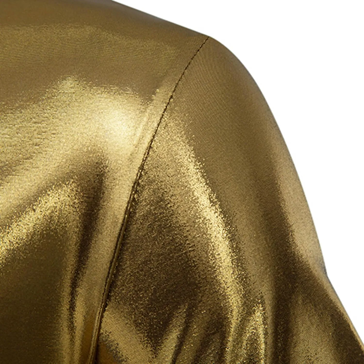 Uillui Mens Metallic T-Shirts 70s Gold/Sliver Shiny Shirts Disco Outfits Holographic Short Sleeve Party Clubwear Shirts