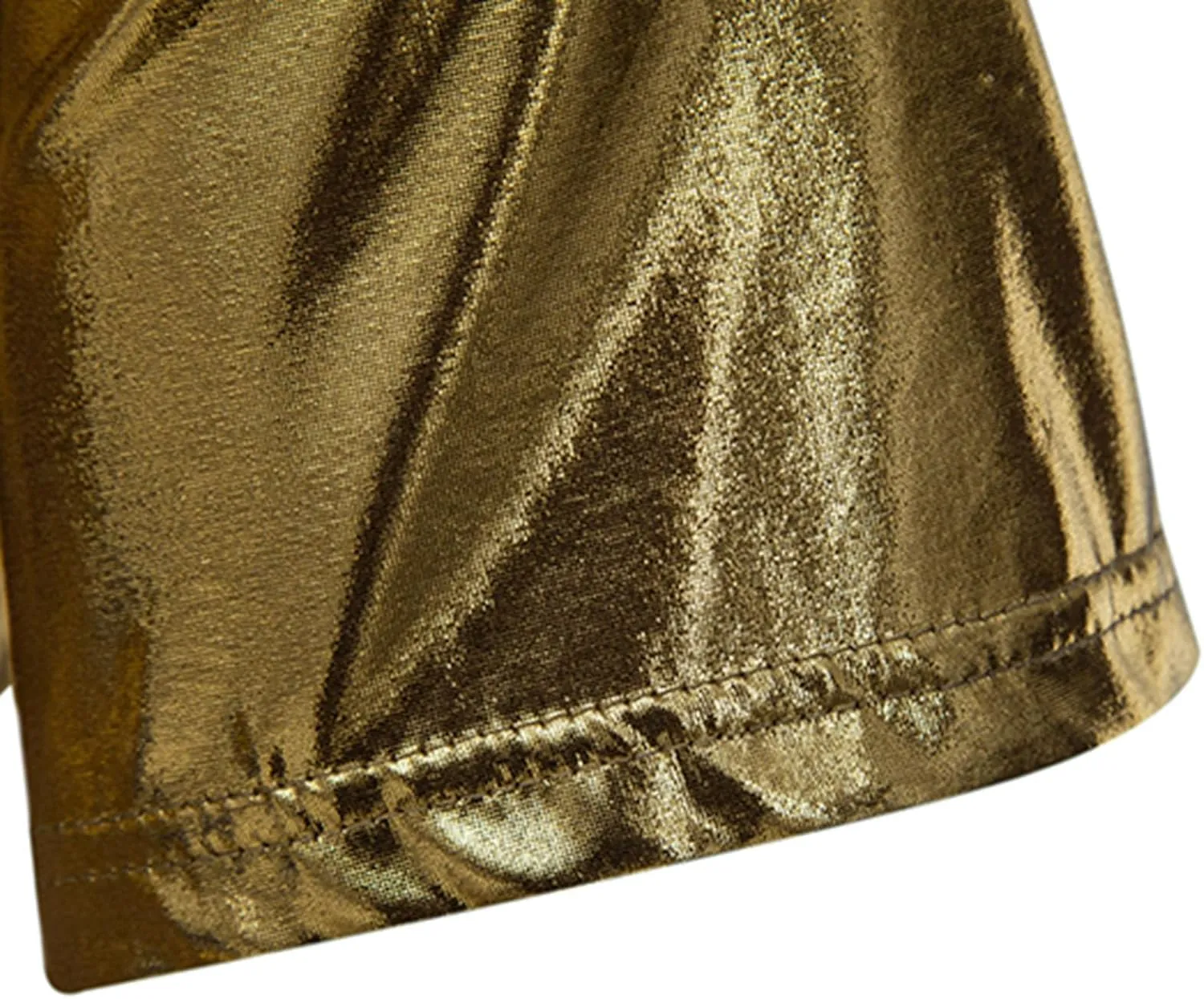 Uillui Mens Metallic T-Shirts 70s Gold/Sliver Shiny Shirts Disco Outfits Holographic Short Sleeve Party Clubwear Shirts