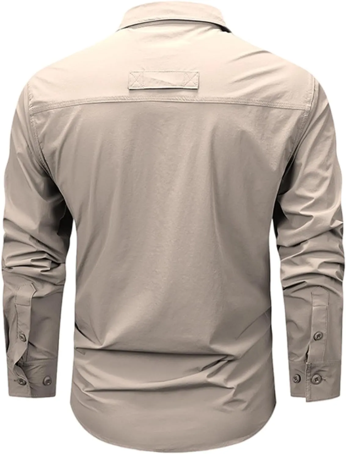Uillui Men's Ripstop Military Work Fishing Shirts Button Down Long Sleeve Tactical Shirts Breathable Outdoor Hiking T-Shirts