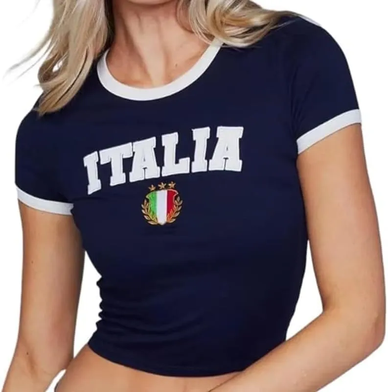 Vintage Graphic Baby Tees for Women Brazil Shirt Y2k Tops Baby Crop Tees 90s Summer Going Out Tops Streetwear Shirts
