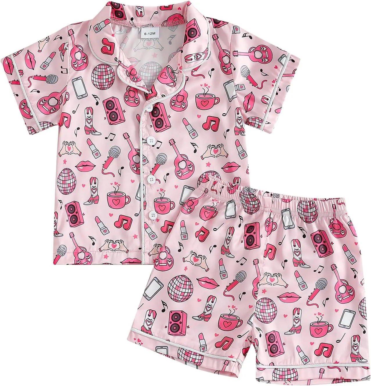 Western Baby Girl Silk Pajamas Set Cowgirl Button Down Short Sleeve Shirts Tops Shorts 2 Piece Satin Pj Lounge Set