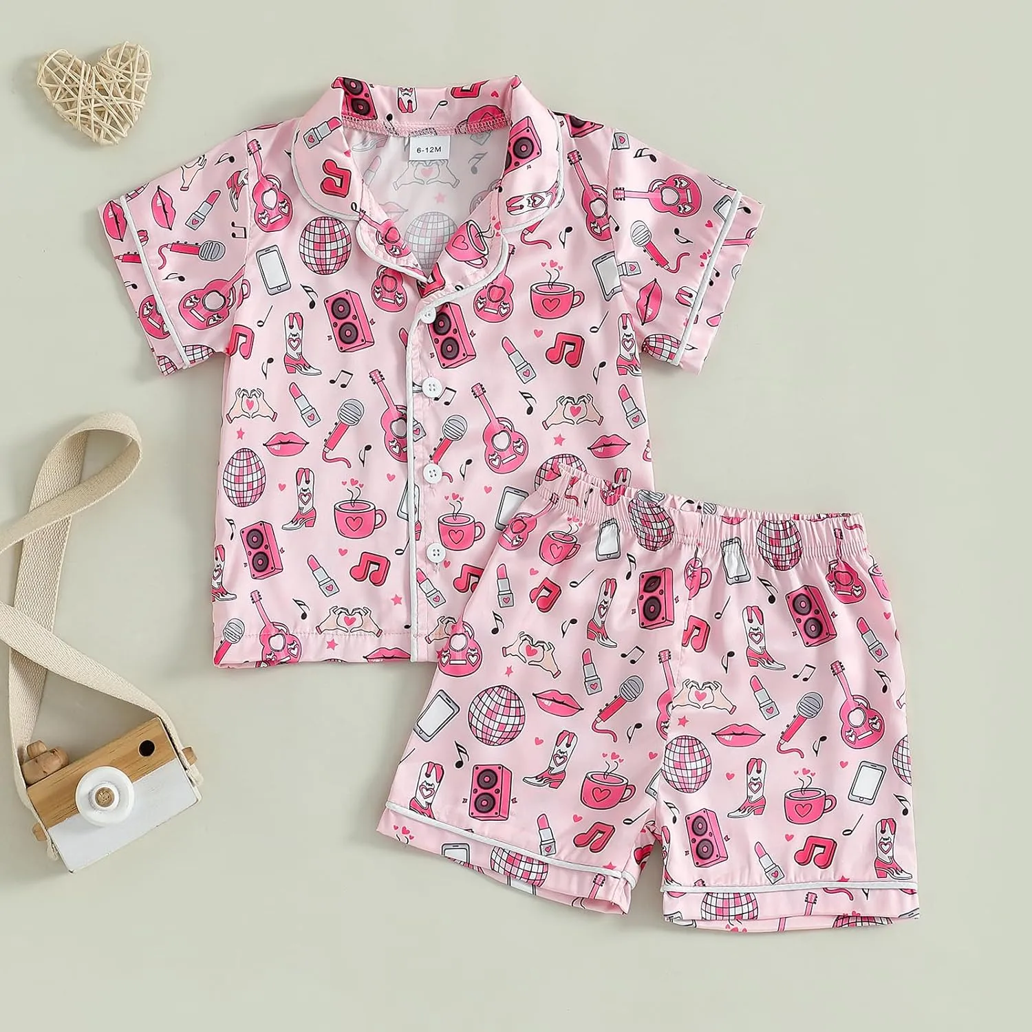 Western Baby Girl Silk Pajamas Set Cowgirl Button Down Short Sleeve Shirts Tops Shorts 2 Piece Satin Pj Lounge Set