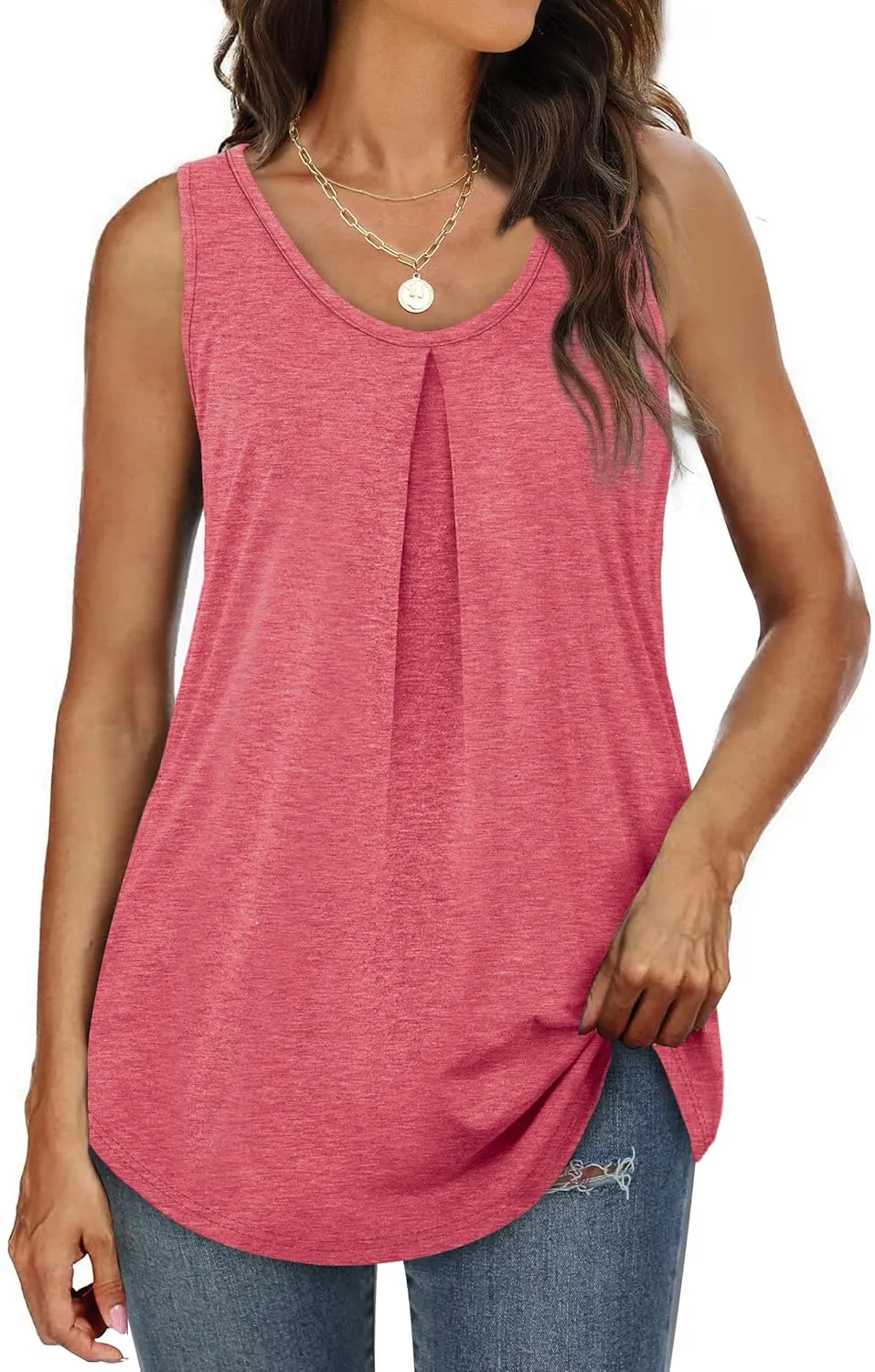 WIHOLL Tank Tops for Women Loose Fit Summer Tops V Neck Sleeveless Tanks Trendy