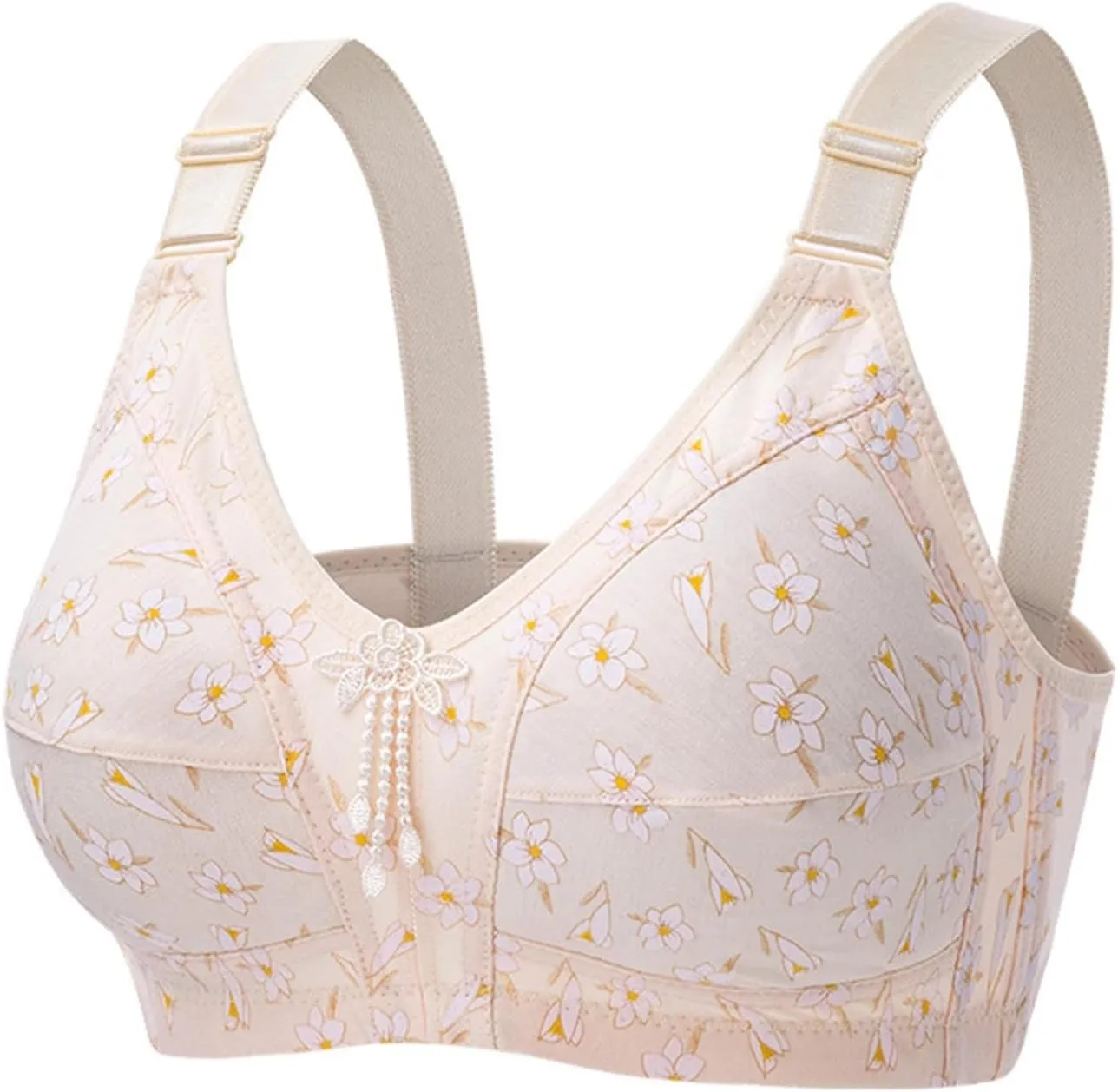 Wireless Bras for Women Cute Daisy Bra, Push Up Bras Full Coverage Bras Comfy Sleep Bra Comfortable Supportive Bra